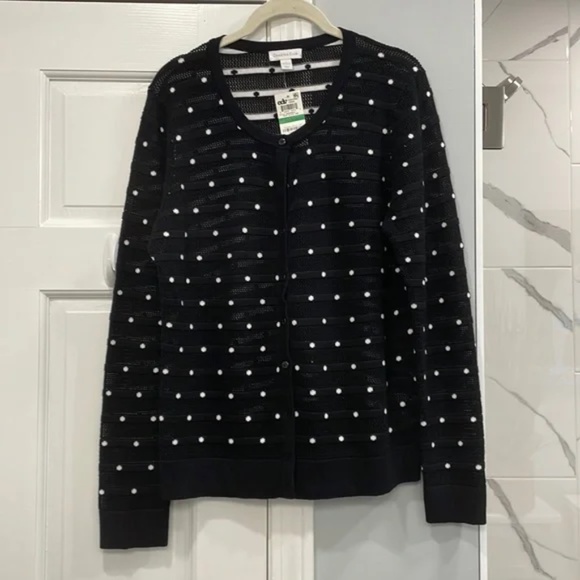Charter Club Womens Patchwork Cardigan Black Size Petite Medium main image 0